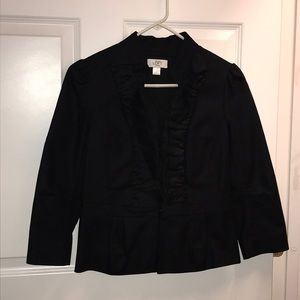 Ann Taylor Loft Frill Peplum Blazer Black 6P